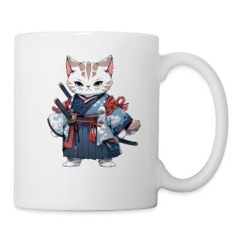 Asia Cat Japanese Samurai Samurai - Mug - white - Right