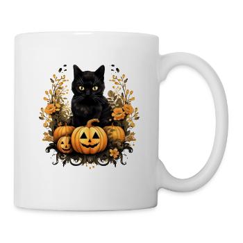 Pumpkin Katze Kürbis Halloween - Tasse - Weiß - Rechts