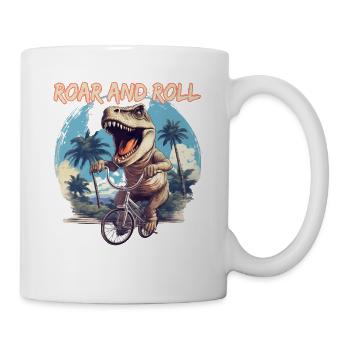 T-Rex Fahrrad Dinosaurier Tyrannosaurus - Tasse - Weiß - Rechts
