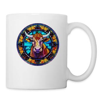Einzigartiges Kuhkunst-Design - Glasmalerei - Tasse - Weiß - Rechts