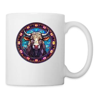 Glasmalerei - Stilvolle bunte Kuh - Tasse - Weiß - Rechts