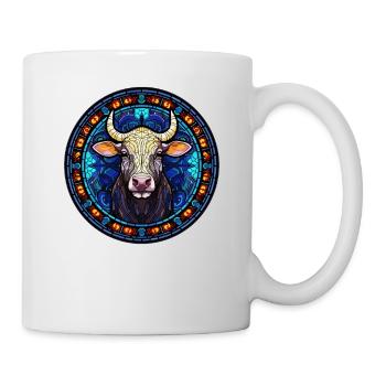 Mosaikkunst - Glasmalerei Kuh - Tasse - Weiß - Rechts