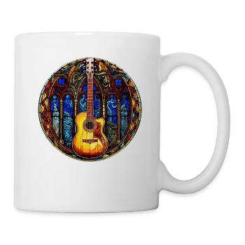 Glasmalerei - Stilvolle bunte Gitarre - Tasse - Weiß - Rechts