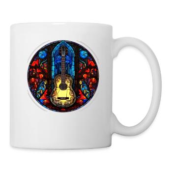 Conception de guitare en mosaïque de verre - Art de guitare unique - Mug blanc - blanc - Droite