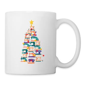 Funny Sewing Machine Christmas Tree Knitting Sew - Mug - white - Right