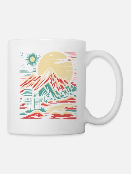 Paysages de montagne et temples japonais - Mug blanc - blanc