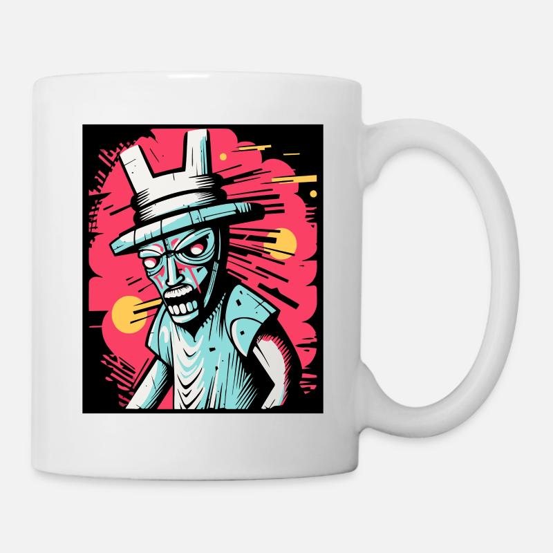 Abstrait Angry Bunny Man Art Graffiti - Mug blanc - blanc