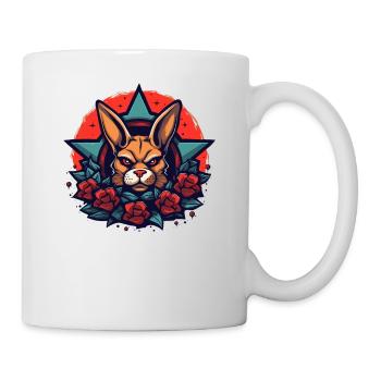 Des stars du tatouage des roses et un lapin - Mug blanc - blanc - Droite