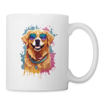 Golden Retriever Farbsplash Sonnenbrille Coolness - Tasse - Weiß - Rechts