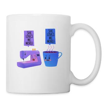Nähmaschine Kaffee Lustig Nähen Quilten Näherin - Tasse - Weiß - Rechts