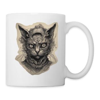 Horror / Katze / Miez / Halloween / gruselig - Tasse - Weiß - Rechts