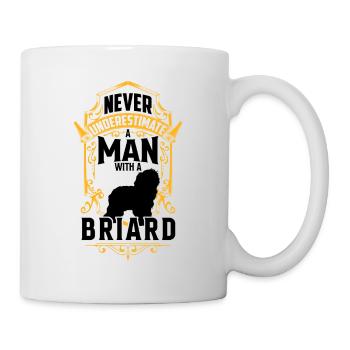 Man with Briard underestimate Berger de Brie - Mug - white - Right
