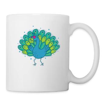 cool peacock with sunglasses bird feathers - Mug - white - Right