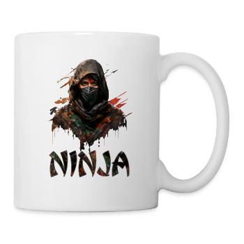 Schöne Frau als Ninja verkleidet für Ninja Fans - Tasse - Weiß - Rechts