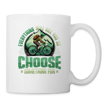 Course de descente, VTT, BMX - Mug blanc - blanc - Droite
