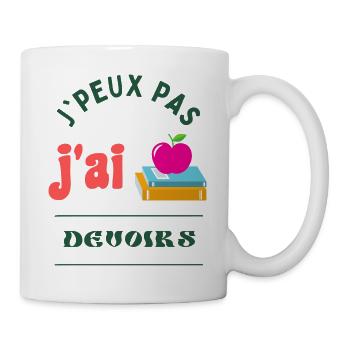 J'peux pas, j'ai devoir - Mug blanc - blanc - Droite