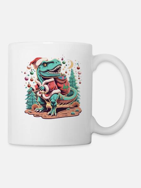 Dinosaurier Trex Weihnachten - Tasse - Weiß