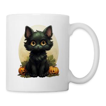 Black Cat Halloween Pumpkin - Cat - Tasse - Weiß - Rechts