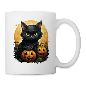 Black Cat Halloween Pumpkin - Cat - Tasse - Weiß - Rechts