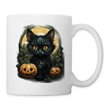 Black Cat Halloween Pumpkin - Cat - Tasse - Weiß - Rechts
