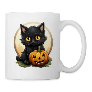 Black Cat Halloween Pumpkin - Cat - Tasse - Weiß - Rechts