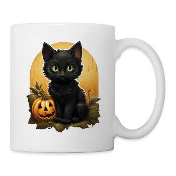 Black Cat Halloween Pumpkin - Cat - Tasse - Weiß - Rechts