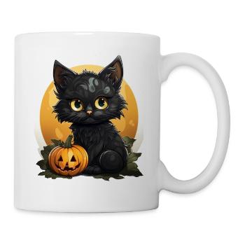 Black Cat Halloween Pumpkin - Cat - Tasse - Weiß - Rechts