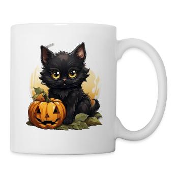 Black Cat Halloween Pumpkin - Cat - Tasse - Weiß - Rechts