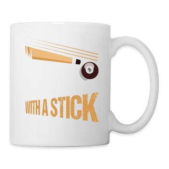 I Beat People With A Stick Billiards Snooker Billiar - Mug - white - Right