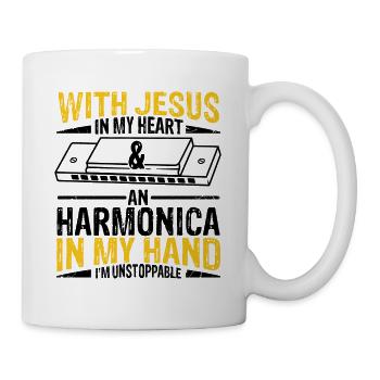 Mundharmonika Spieler und Mundharmonika - Tasse - Weiß - Rechts