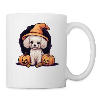 Halloween Witch Hat Pumpkin Dog Poodle - Mug blanc - blanc - Droite
