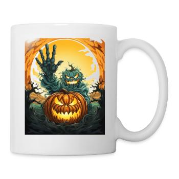 Halloween Mains émergentes Citrouille effrayante - Mug blanc - blanc - Droite