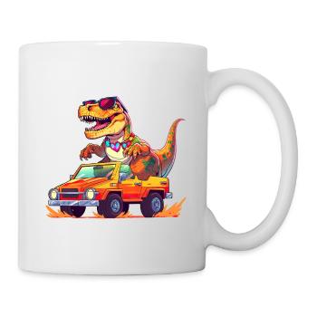 T-Rex fährt Monster Truck Ich bin 5. Geburtstag - Tasse - Weiß - Rechts