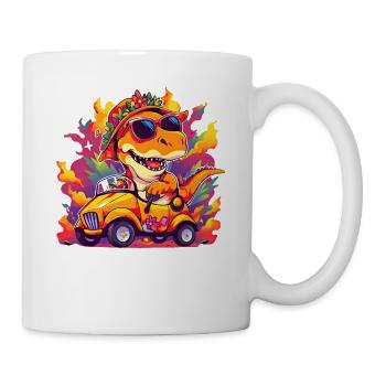 T-Rex conduit un camion monstre - Mug blanc - blanc - Droite