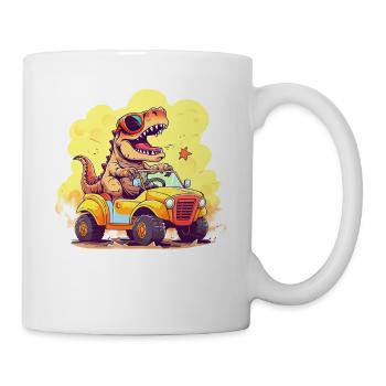 T-Rex conduit un camion monstre - Mug blanc - blanc - Droite