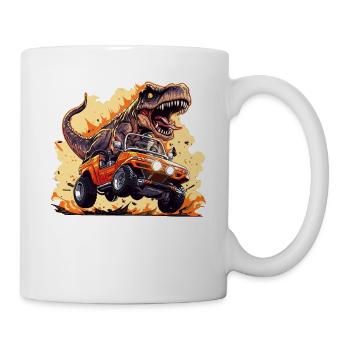T-Rex conduit un camion monstre - Mug blanc - blanc - Droite