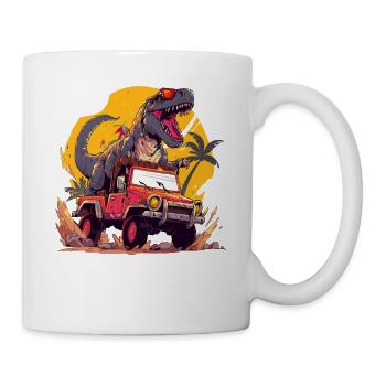 T-Rex conduit un camion monstre - Mug blanc - blanc - Droite