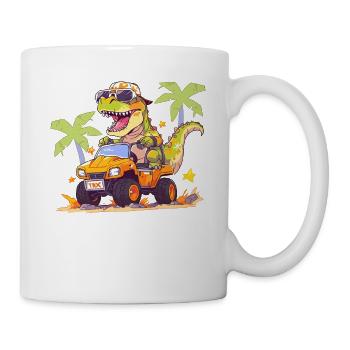 T-Rex conduit un camion monstre - Mug blanc - blanc - Droite