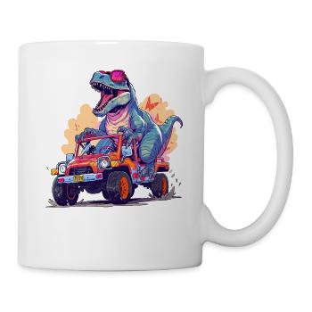 T-Rex conduit un camion monstre - Mug blanc - blanc - Droite