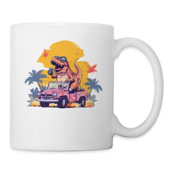 T-Rex conduit un camion monstre - Mug blanc - blanc - Droite