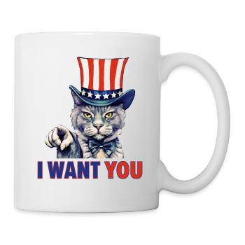 Jour de l’indépendance liberté Chat américain Je te veux - Mug blanc - blanc - Droite