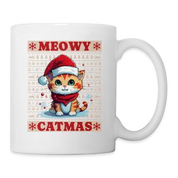 Chat Noël Merry Meowy Catmas Ugly Funny - Mug blanc - blanc - Droite