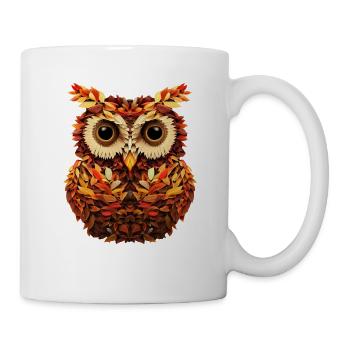 Eule aus Herbstblättern - Tasse - Weiß - Rechts