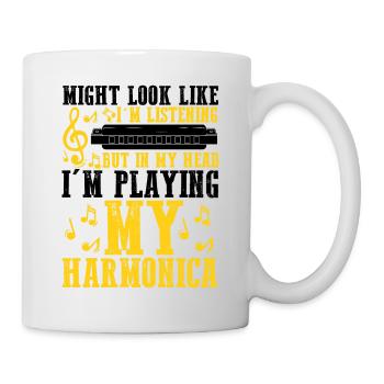 Harmonikaspieler für Munharmonika Spieler - Tasse - Weiß - Rechts