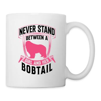 Girl with Bobtail Old English Shepherd Dog - Mug - white - Right
