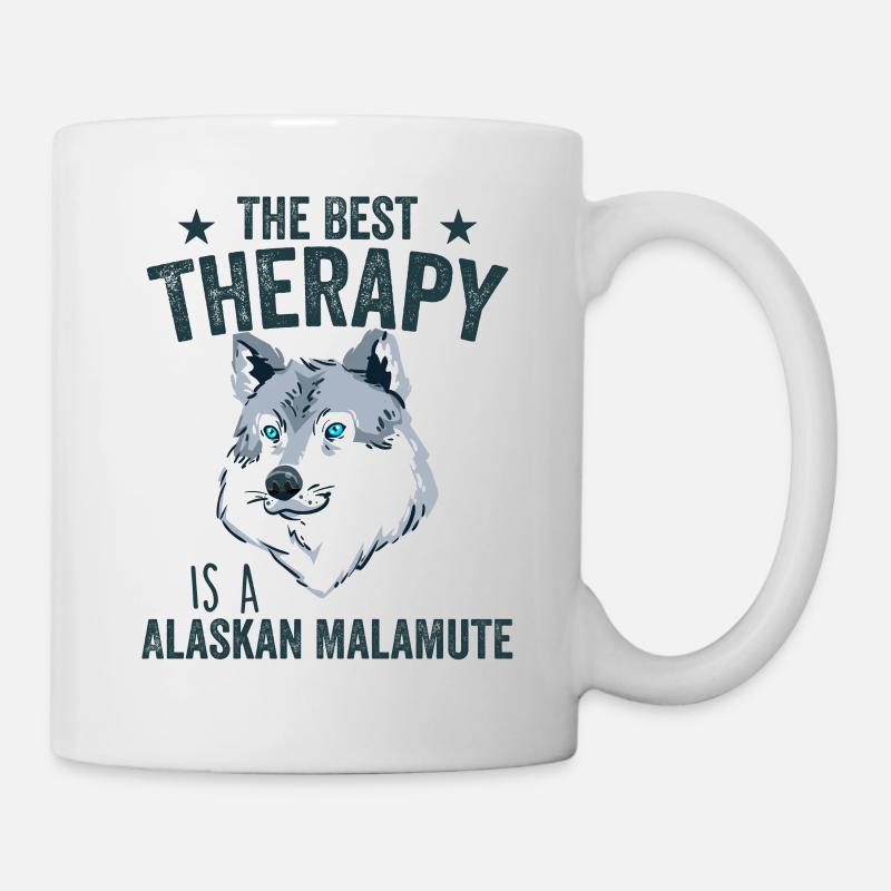 The Best Therapy Is Alaskan Malamute Dog Lover - Mug blanc - blanc