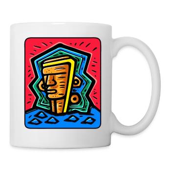Tiki coloré abstrait - Mug blanc - blanc - Droite