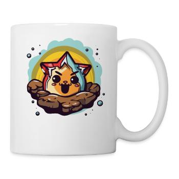 Niedliche Katze und Stern - Tasse - Weiß - Rechts