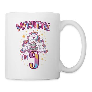 Birthday Unicorn 9 Years Old Bday Party Gift Idea - Mug - white - Right