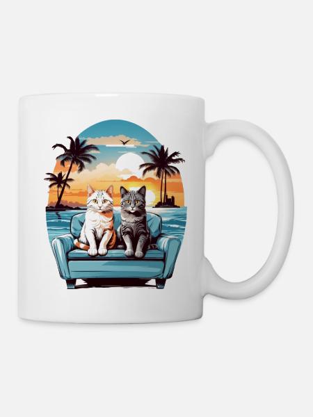 Katzen am Meer - Tasse - Weiß